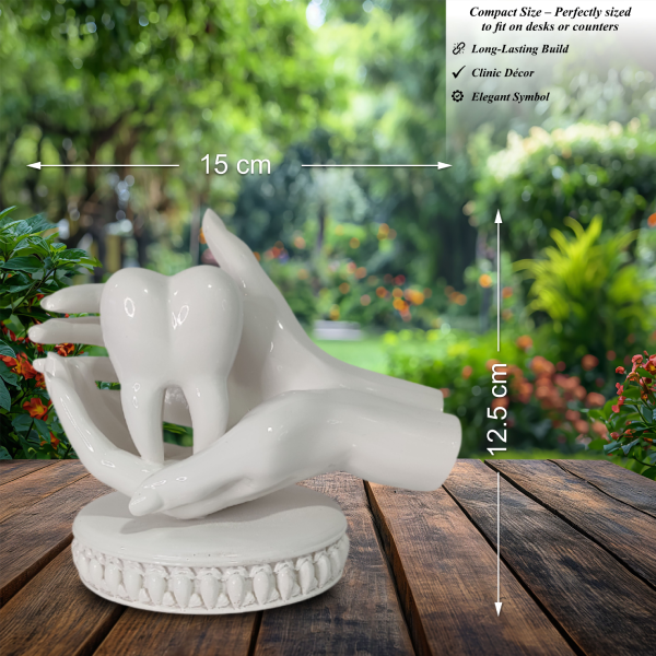 Gentle Hands Holding Tooth Decorative Figurine - Dental Care Art - Image 2