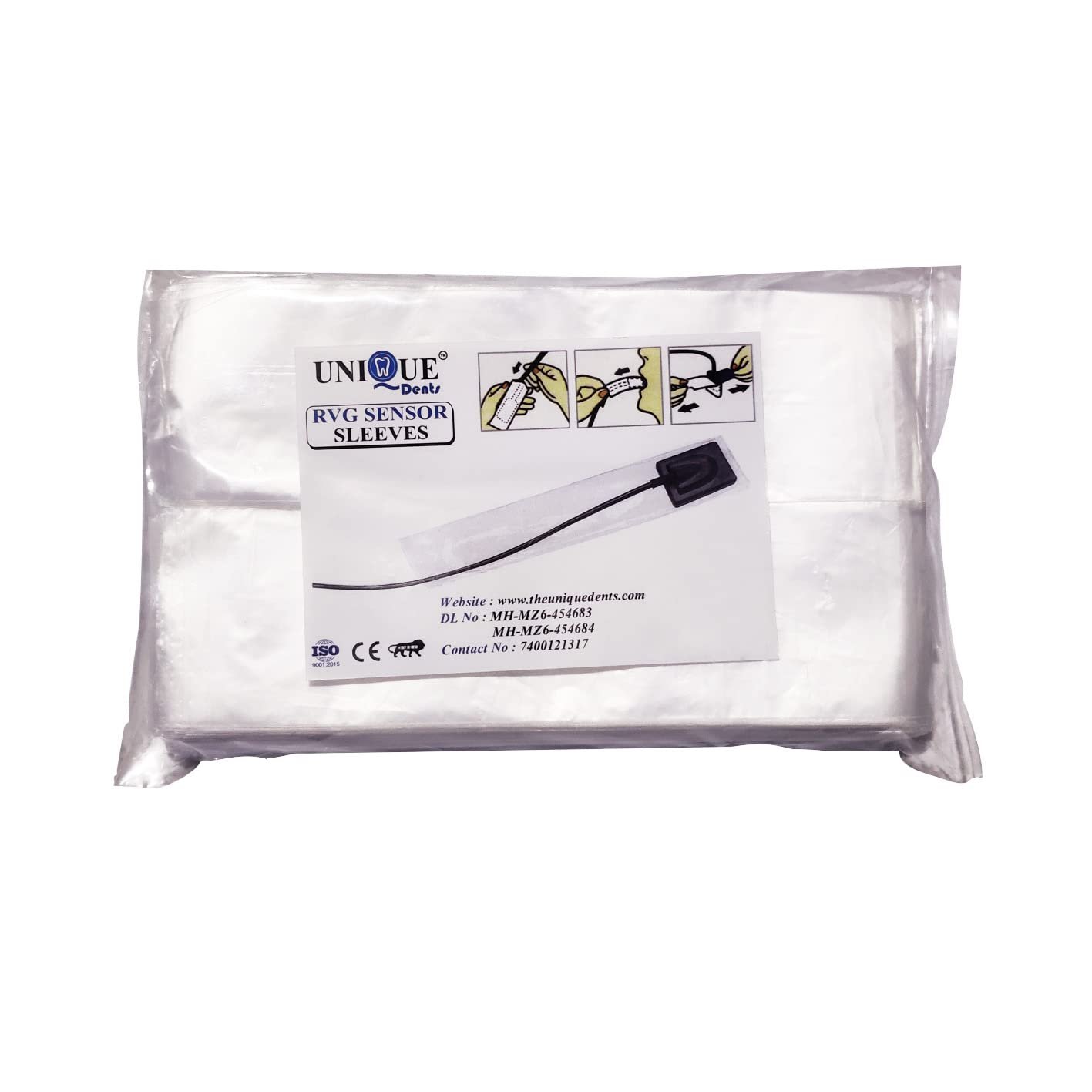 Unique Dents RVG Sleeves Dental Disposable RVG Sensor Sleeves (Pack of 500 Pcs.) Indian RVG Sensor Sleeves QTY 2
