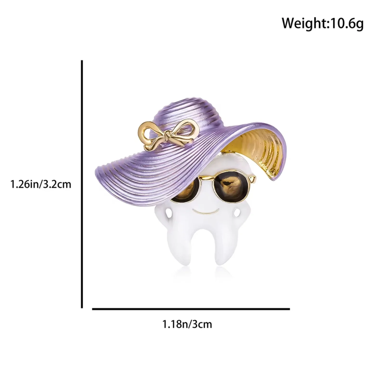 Enamel tooth Wearing Hat Brooch