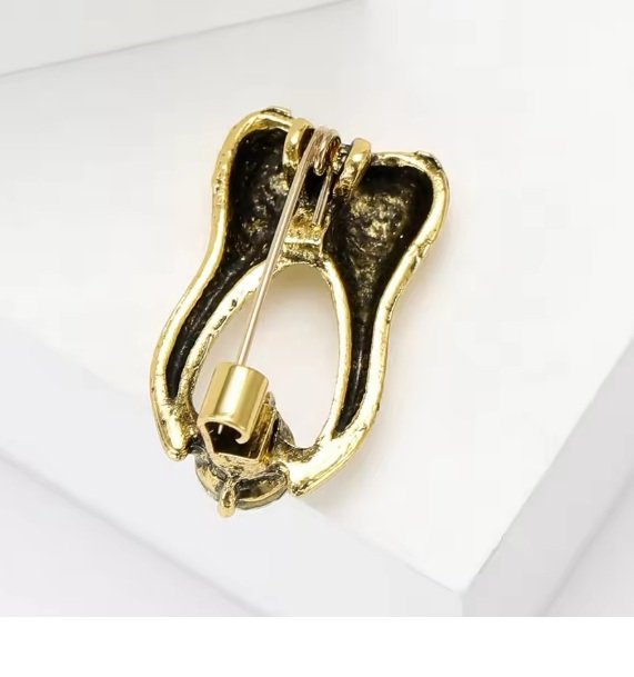 Crystal Tooth Brooch Gold & Silver Dental Enamel Pin