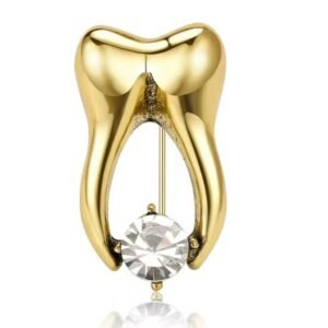 Crystal Tooth Brooch Gold & Silver Dental Enamel Pin
