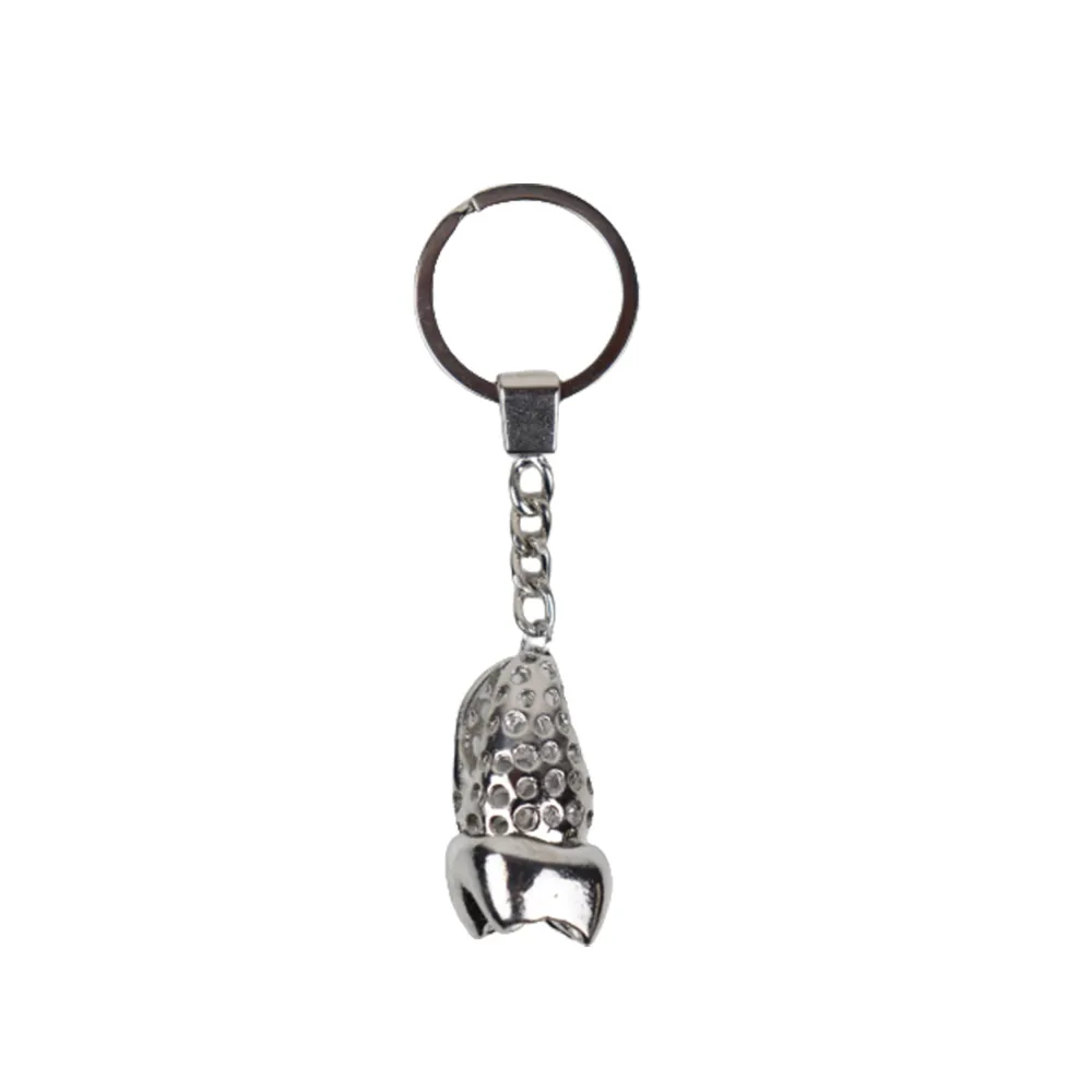 Tooth-Shaped Silver Keychain – Elegant Metal Finish