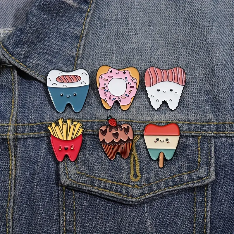Cute Cartoon Dental Brooch Set (Pack of 6)