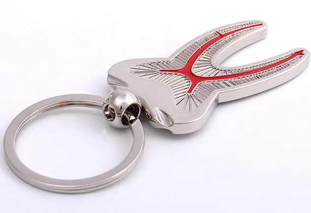 Anatomical Tooth Keychain – Metal Finish with Root Canal Design