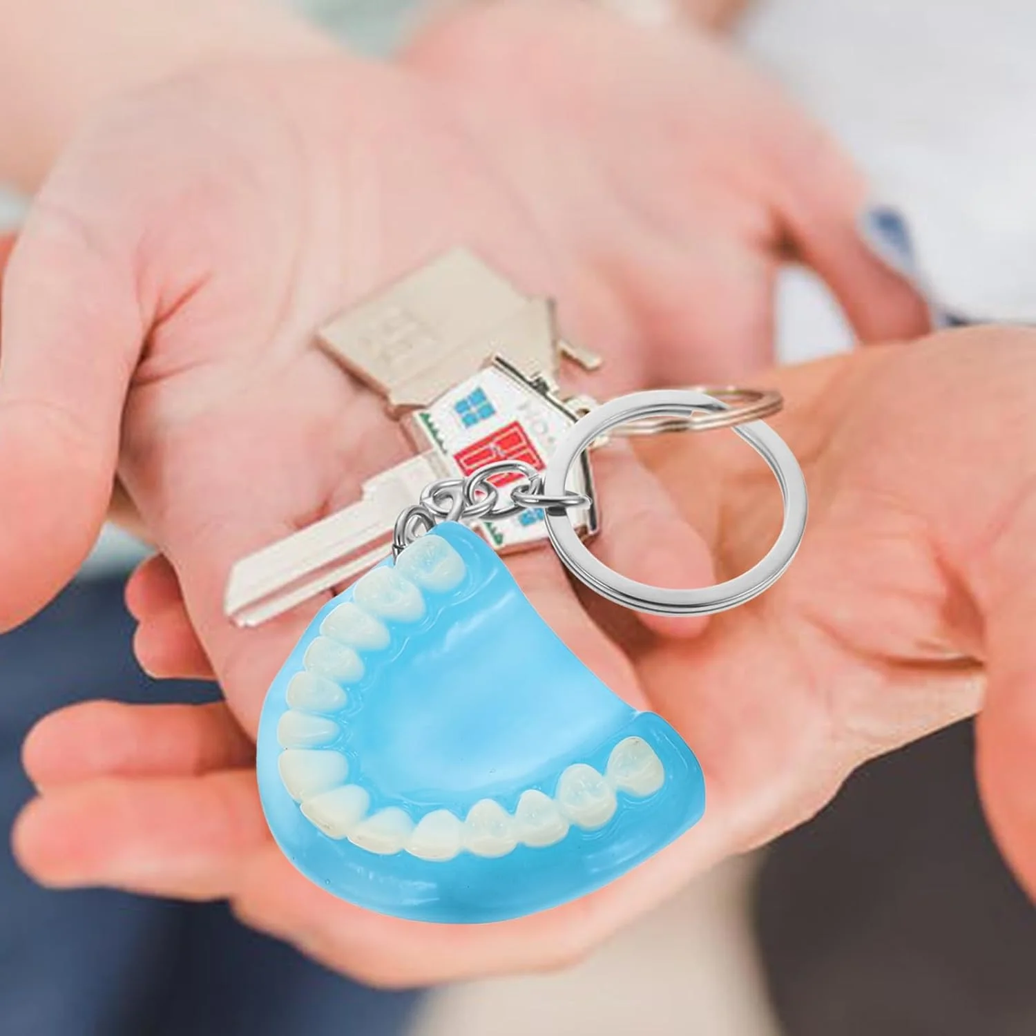 Blue Dental Denture Keychain