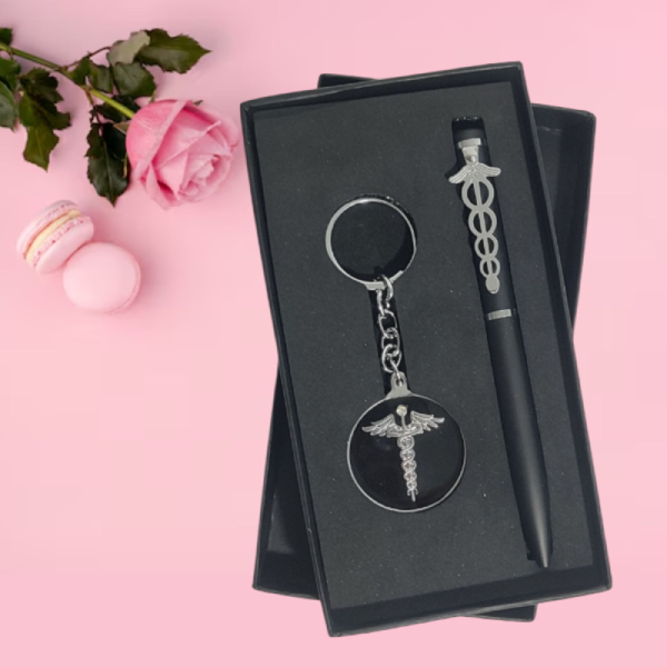 Caduceus Symbol Pen and Keychain Gift Set