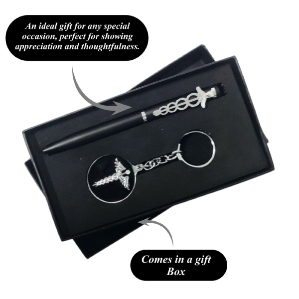 Caduceus Symbol Pen and Keychain Gift Set