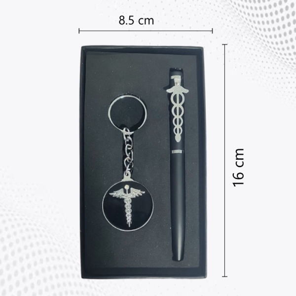 Caduceus Symbol Pen and Keychain Gift Set
