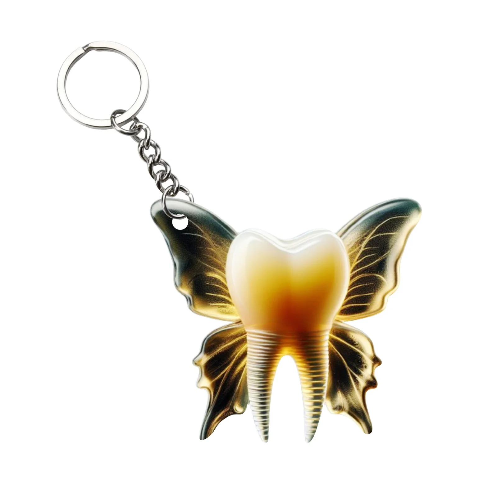 Dental Keychain – Golden Butterfly Keychain