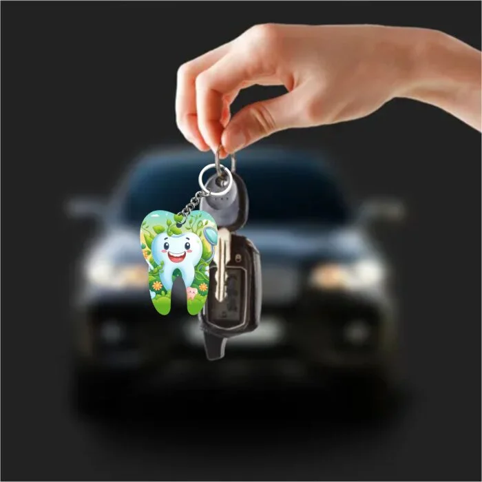 Dental Keychain – Tooth with Leaves Keychain