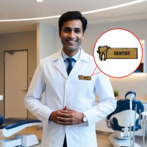 Dentist Professional Name Tag Badge with Tooth Symbol