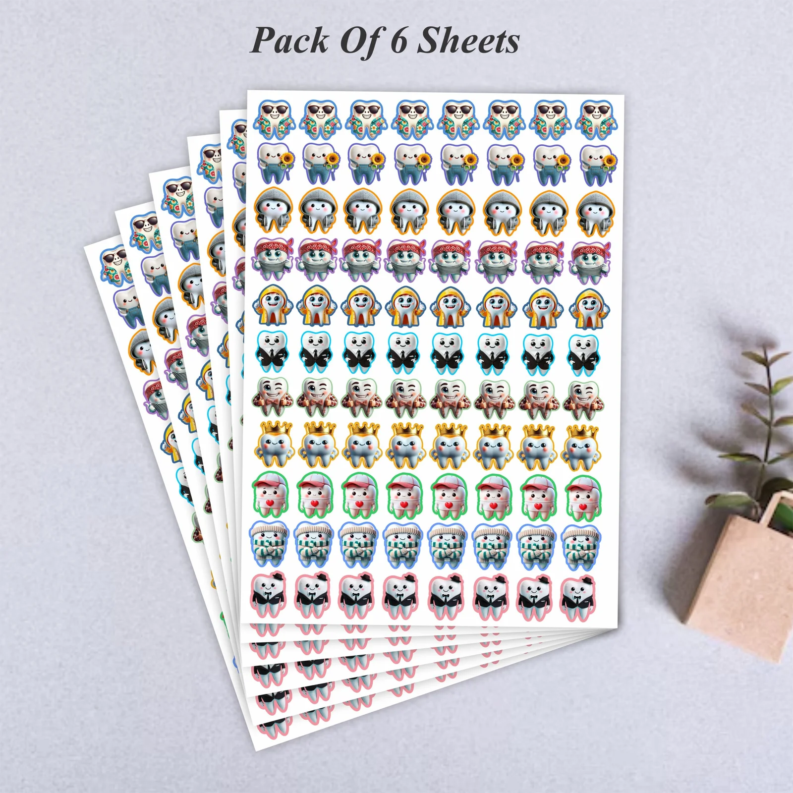 Pedo Micro Stickers – Pack of 6 Sheets (Tooth Characters Edition)