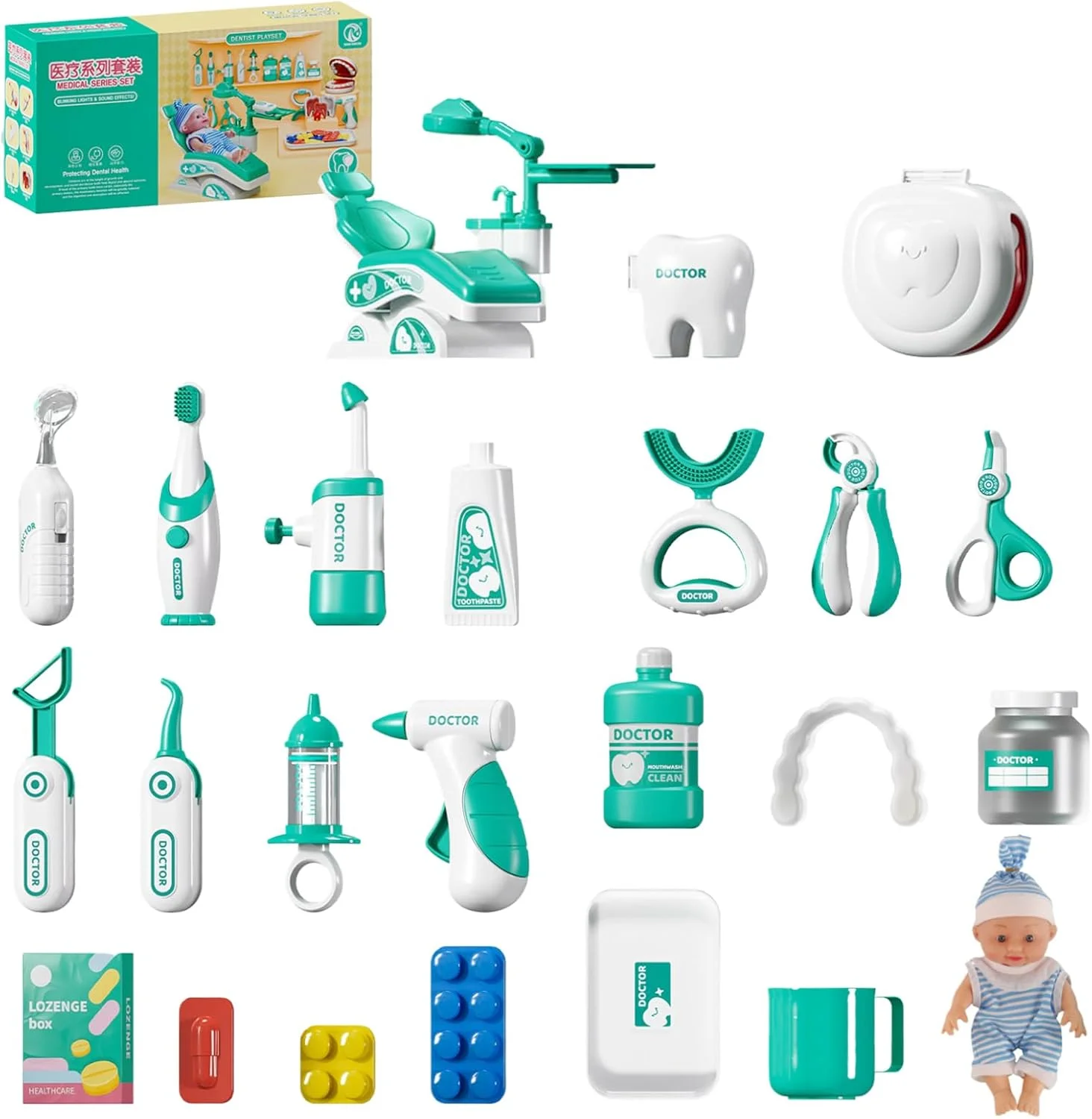 Kids Pretend Doctor Toy Dental Clinic Play Set tag