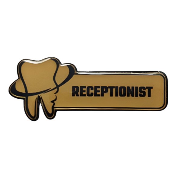 Dental Receptionist Professional Name Tag Badge with Tooth Icon