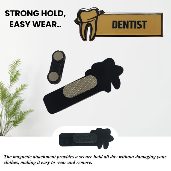 Dentist Professional Name Tag Badge with Tooth Symbol