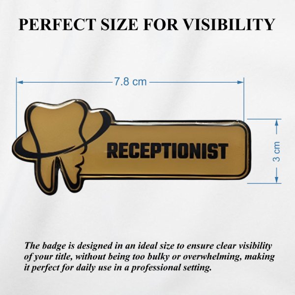 Dental Receptionist Professional Name Tag Badge with Tooth Icon