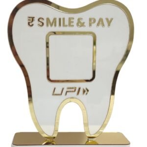Toothshape Acrylic Golden QR Code Stand