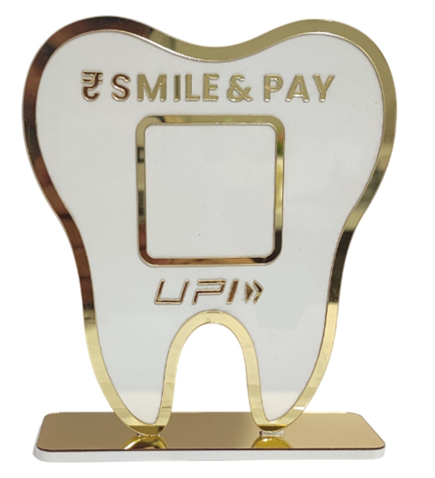 Toothshape Acrylic Golden QR Code Stand