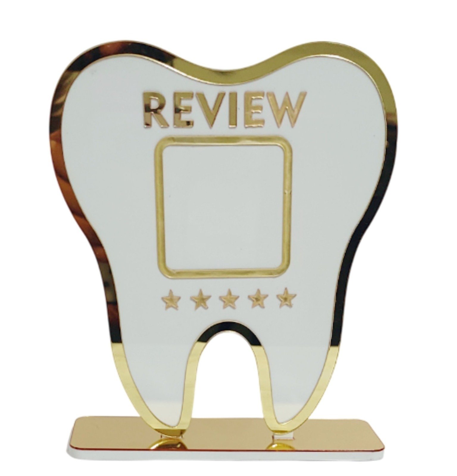 Toothshape Acryalic Golden Review Stand