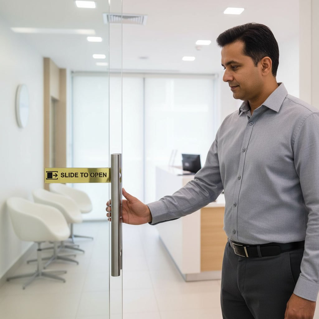 Slide to Open – Acrylic Sign Plate