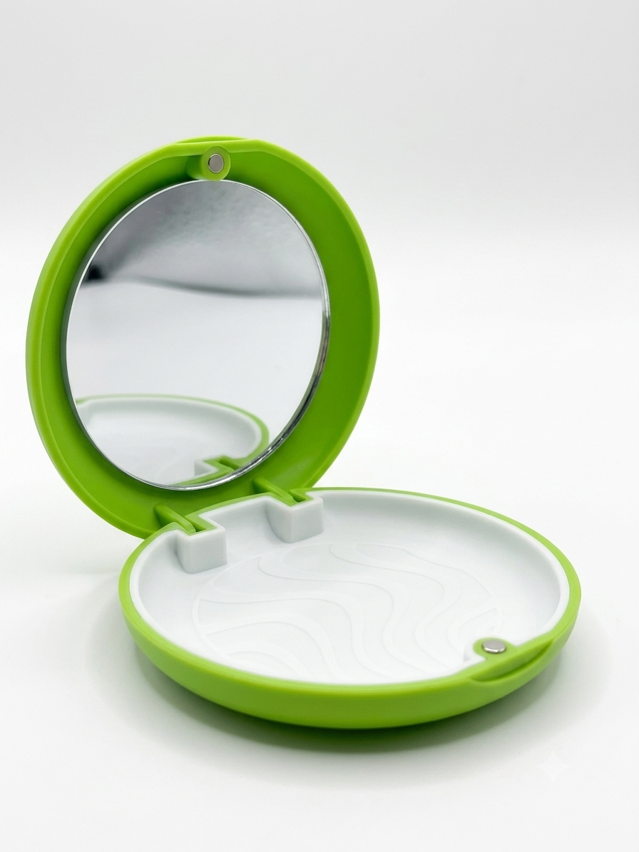 Round Acrylic Aligner Box with Mirror & Base